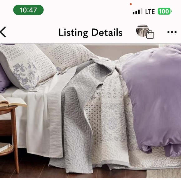 Quilt Bedding Set Bedspread Lightweight Patchwork Pattern Beige Gray NWT - Picture 2 of 2